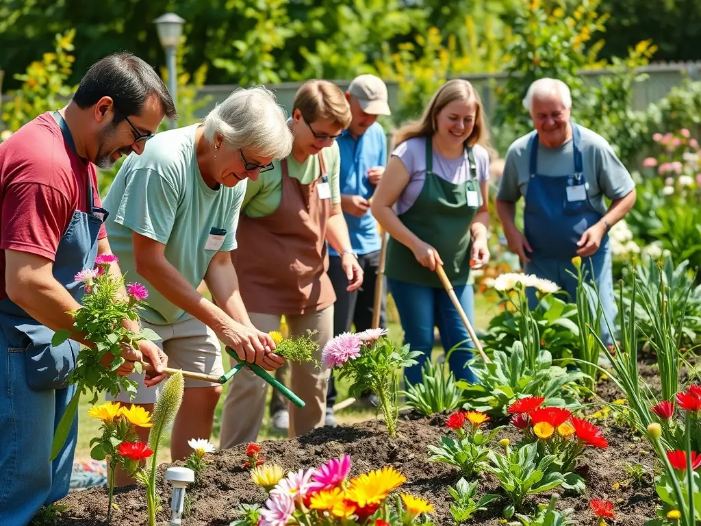 A group of volunteers working together on a community project, symbolizing the purpose and impact of a non-profit organization.